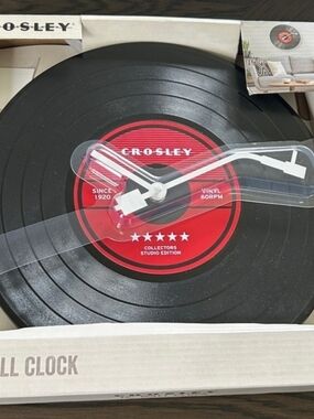 Crosley Black & Red Vinyl Record Wall Clock